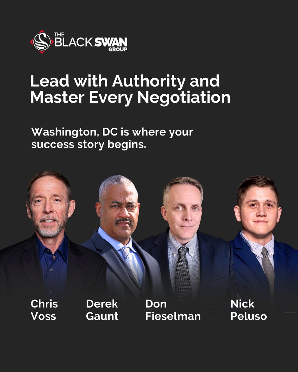 BlackSwanGrp's tweet image. ⏳ This is your LAST CHANCE to register for Negotiation Mastery: Advanced Negotiation Training! 

Secure your spot now—click the link for more info and registration! 
--&amp;gt; bit.ly/3T5Ej2M

 #NegotiationMastery #TheBlackSwanMethod #AdvancedTraining #WashingtonDC