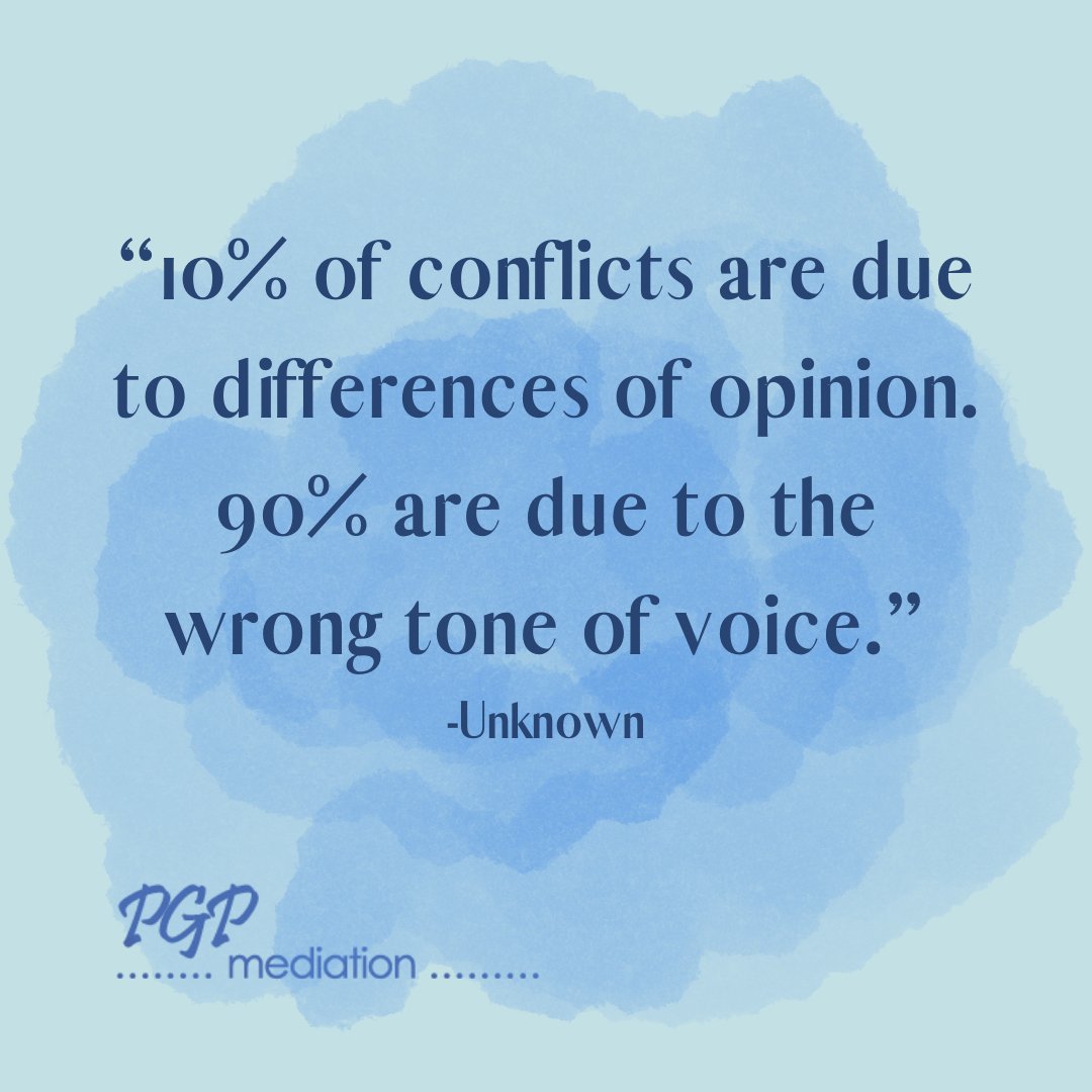“10% of conflicts are due to differences of opinion. 90% are due to the wrong tone of voice.”
-Unknown

Phyllis Pollack, Esq
Expert Mediation and Conflict Resolution Services for Southern California
pgpmediation.com
#mediation #adr