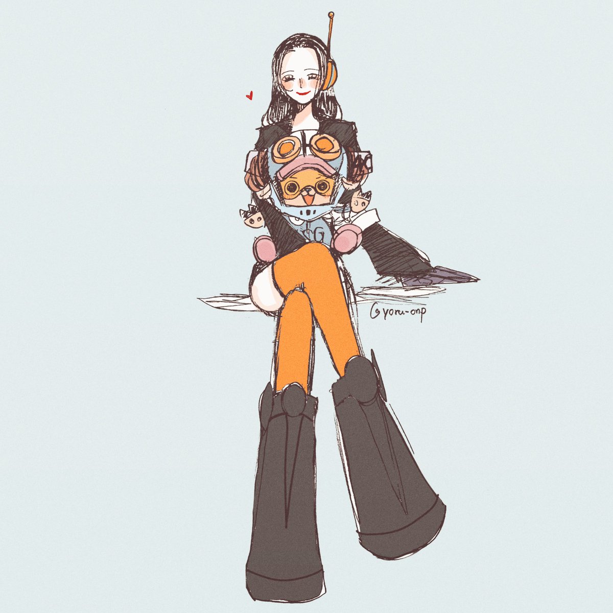 yoru_onp's tweet image. Robin &amp;amp; Chopper