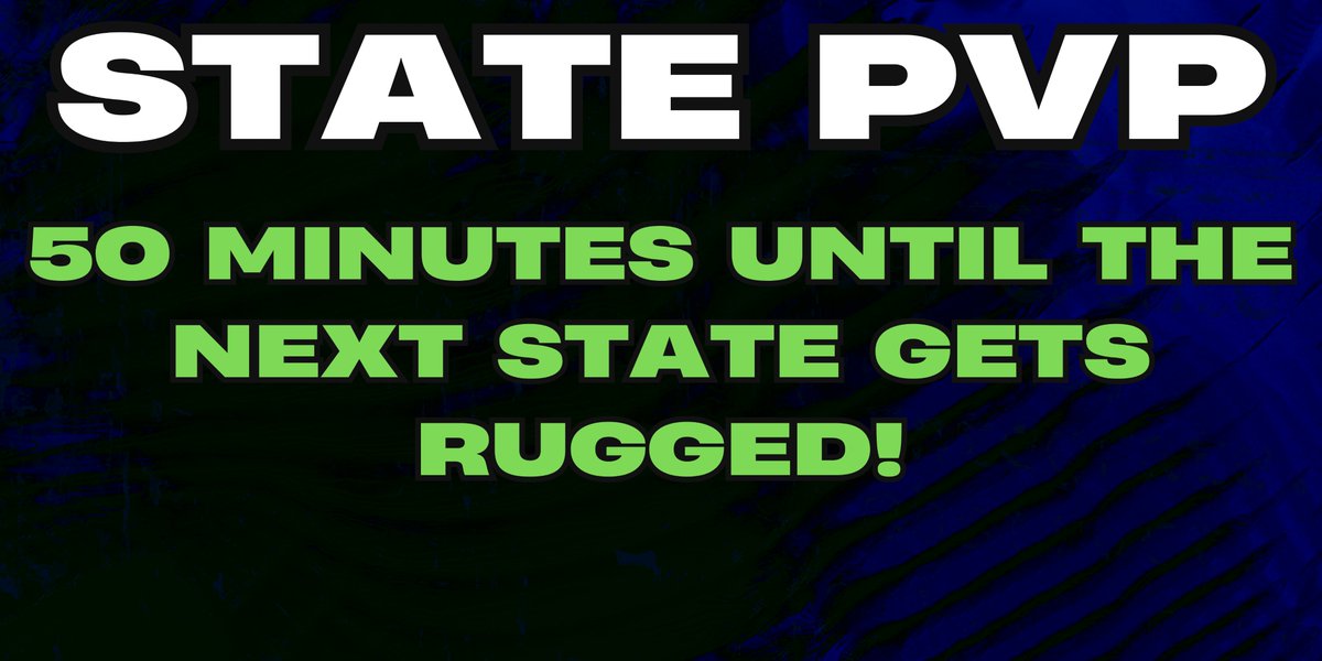 StatePVP's tweet photo. It's getting closer.
Who is it gonna be?
Will another state make a power move, or will Alabama stay dominant?
#PowerMove #GetRugged #Rugging #StatePVP #Rugged #Degen #DegenArmy #LFG #Crypto #CryptoGaming #GamesOfWeb3 #Web3Community #Web3Gaming #USA #MakeItCount #MakeItHappen #TheRug #StackThatETH #ETH #Bitcoin #PlayTheGame #SmackDown #LetsGo