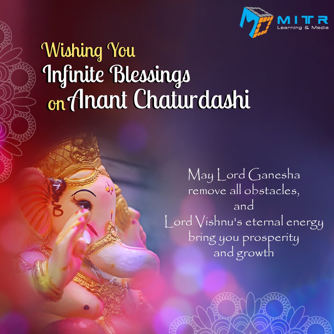 MitrLearning's tweet image. 🌸 Wishing You a Blessed Anant Chaturdashi! 🌸

On this sacred day, Mitr Learning &amp;amp; Media extends heartfelt wishes of peace, prosperity, and infinite success.
mitrmedia.com
#AnantChaturdashi2024 #MitrLearningAndMedia #EmpoweringLearning #NewBeginnings #ganeshvisarjan