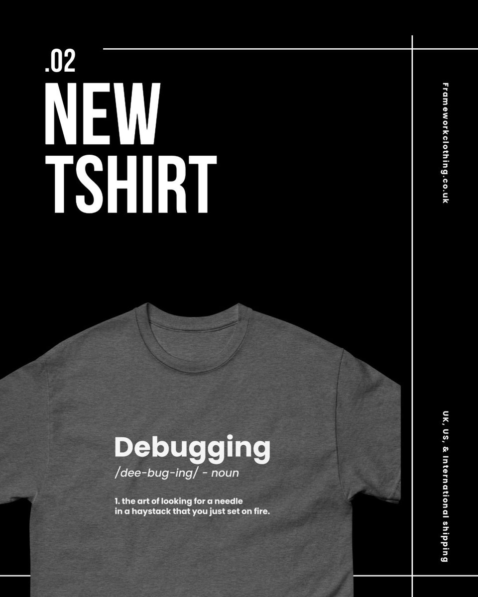 fwc_hq's tweet image. Tee and it&apos;s perfect for coding marathons, coffee-fuelled sessions, or simply showing off your love for tech!

Grab yours: frameworkclothing.co.uk/products/debug…