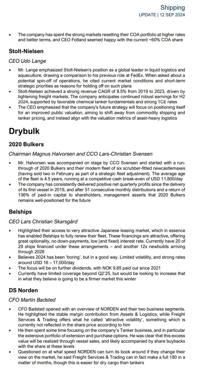 charlesbonnerjr's tweet photo. Dry-bulk presentation summary from Pareto Conference 
$BELCO $DNORD $GOGL $HSHP $SBLK https://t.co/e4f96d86It