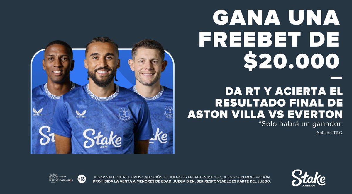 Aston Villa con Jader Durán 🇨🇴 se enfrentará con nuestro Everton 🔵⚪ y por eso le vamos a dar una freebet de $20.000 💸 a un Staker aleatorio que acierte el resultado final 🤩

Juega aquí: ow.ly/9WJu50Tnc5V