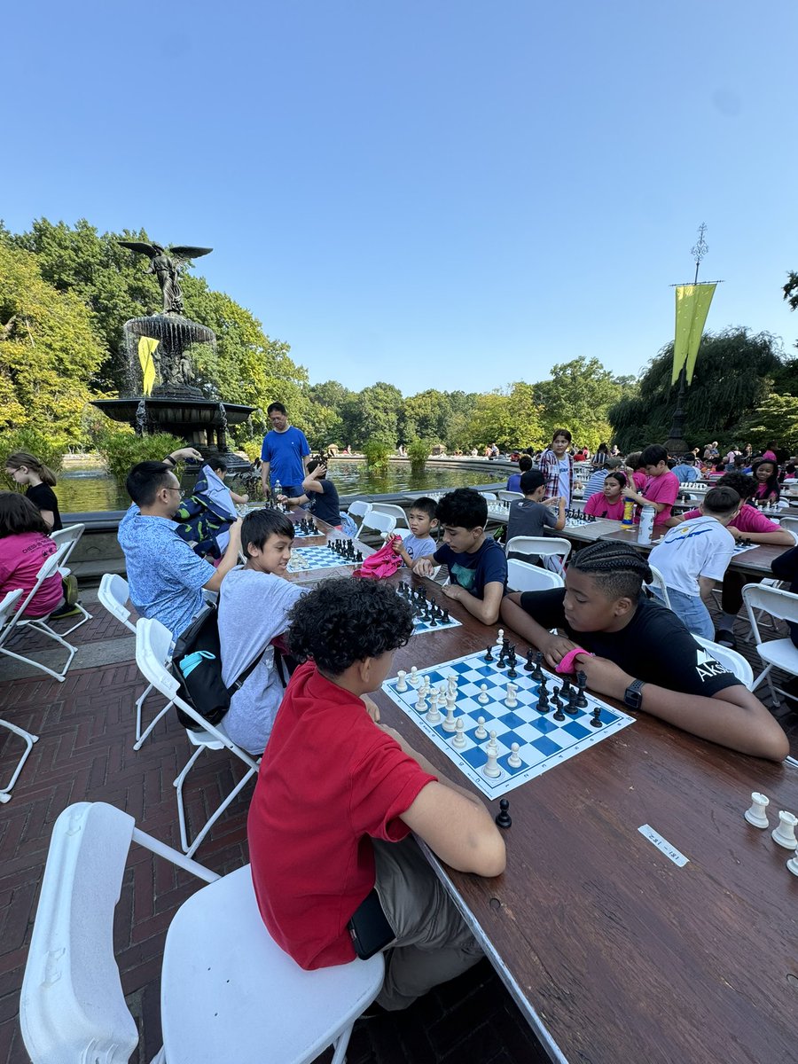 Out here in Central Park with the MS582 Bulldogs at today’s chess tournament. These kids are bringing their A-game! Let’s go Bulldogs! 🐾 #MS582 #Bulldogs #ChessInThePark