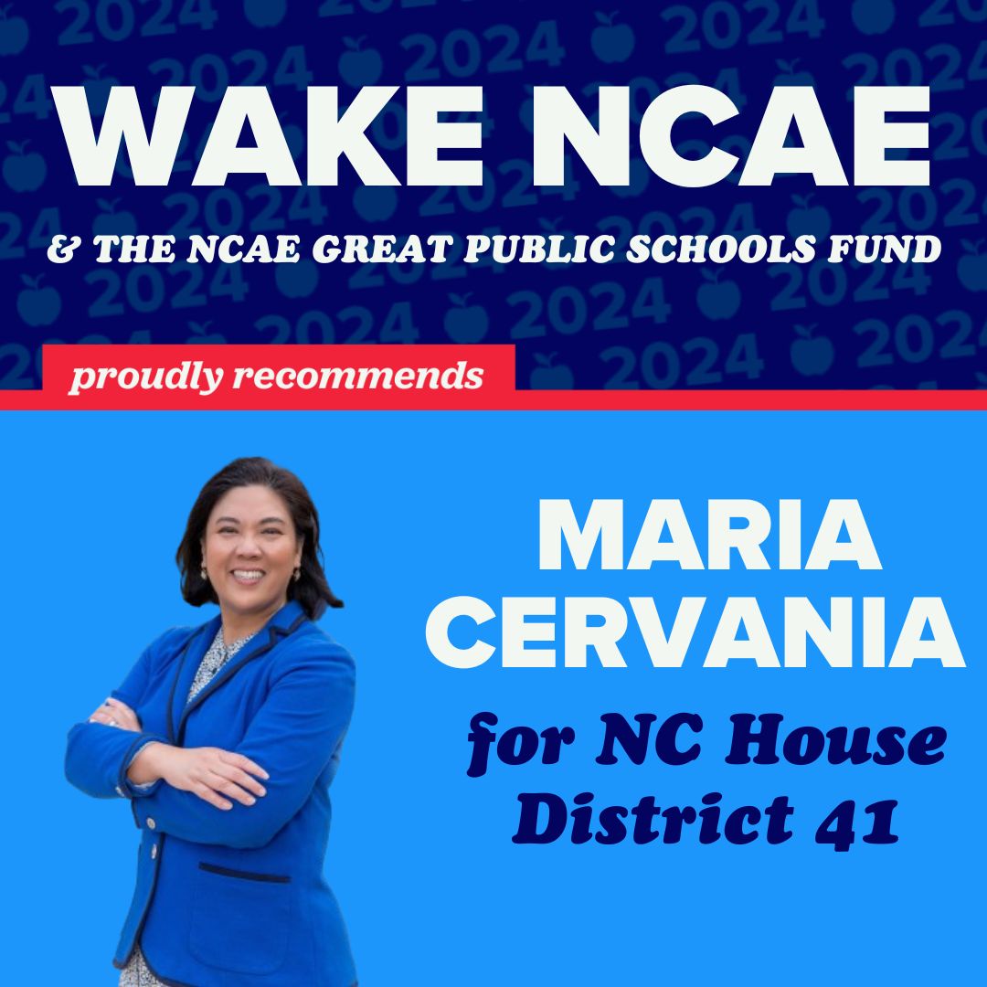 Wake NCAE (@wake_ncae) on Twitter photo 🍎ENDORSED CANDIDATE SPOTLIGHT🍎
Wake NCAE is proud to endorse <a href="/mcervania/">Maria Cervania</a> for NC House District 41, which covers parts of Cary, Morrisville, and NW Raleigh.
Maria understands the moment's urgency and that public education is on the ballot this November. (1/2)
#nced #ncpol 🍎ENDORSED CANDIDATE SPOTLIGHT🍎
Wake NCAE is proud to endorse <a href="/mcervania/">Maria Cervania</a> for NC House District 41, which covers parts of Cary, Morrisville, and NW Raleigh.
Maria understands the moment's urgency and that public education is on the ballot this November. (1/2)
#nced #ncpol
