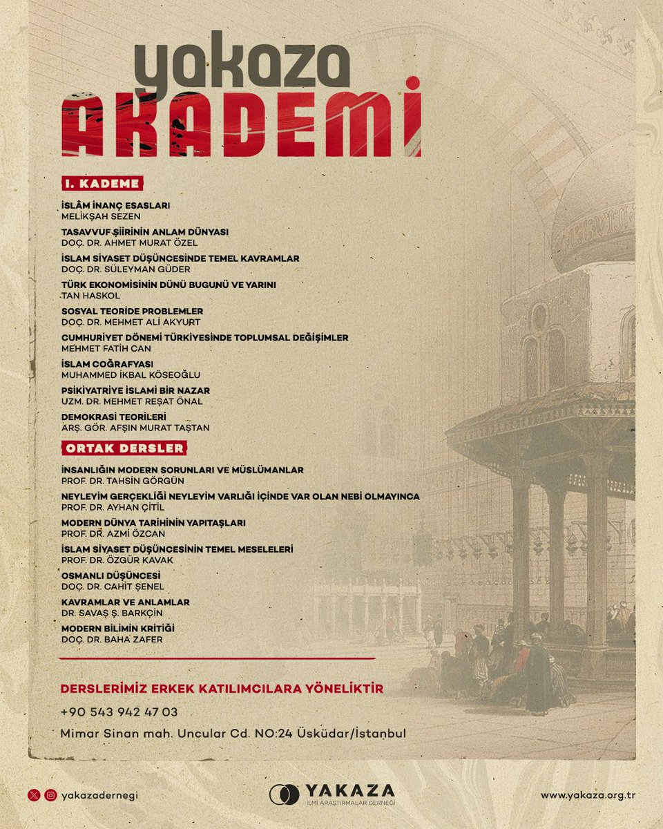 yakazadernegi's tweet photo. 2024-2025 Yakaza Akademi başvuruları devam ediyor!

🌐 https://t.co/8tZxi5ZiRW

Akademi programının birinci, ikinci ve üçüncü kademe dersleri

⬇️ https://t.co/4b3xPiSOWe
