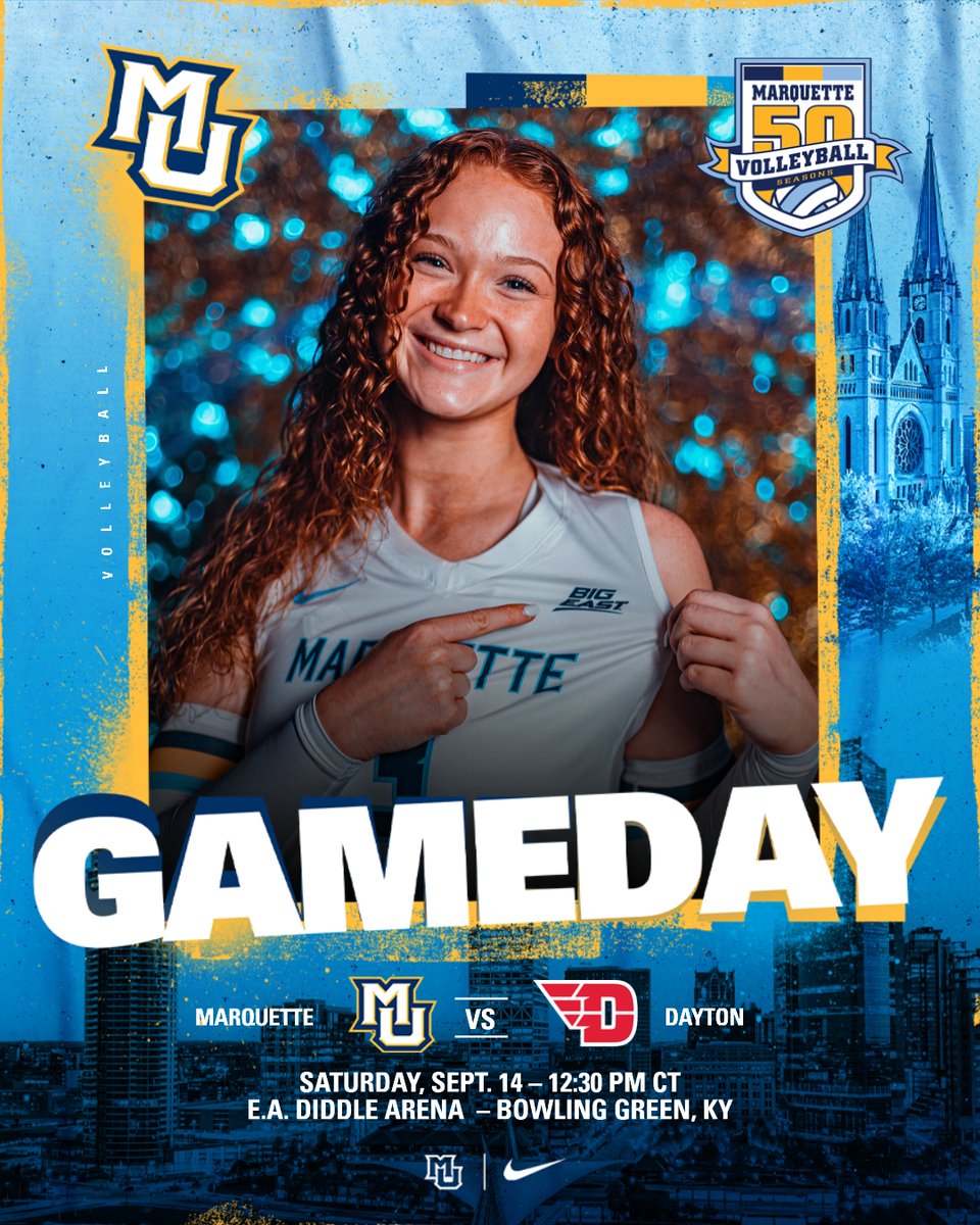 Marquette Volleyball (@marquettevb) on Twitter photo 〽️ #WeAreMarquette
🆚 No. 24 <a href="/DaytonVB/">Dayton Volleyball</a>
📍 Bowling Green, Ky.
🏟 E.A. Diddle Arena
🕕 12:30 p.m. CT
📊 bit.ly/3BbfKeF 〽️ #WeAreMarquette
🆚 No. 24 <a href="/DaytonVB/">Dayton Volleyball</a>
📍 Bowling Green, Ky.
🏟 E.A. Diddle Arena
🕕 12:30 p.m. CT
📊 bit.ly/3BbfKeF