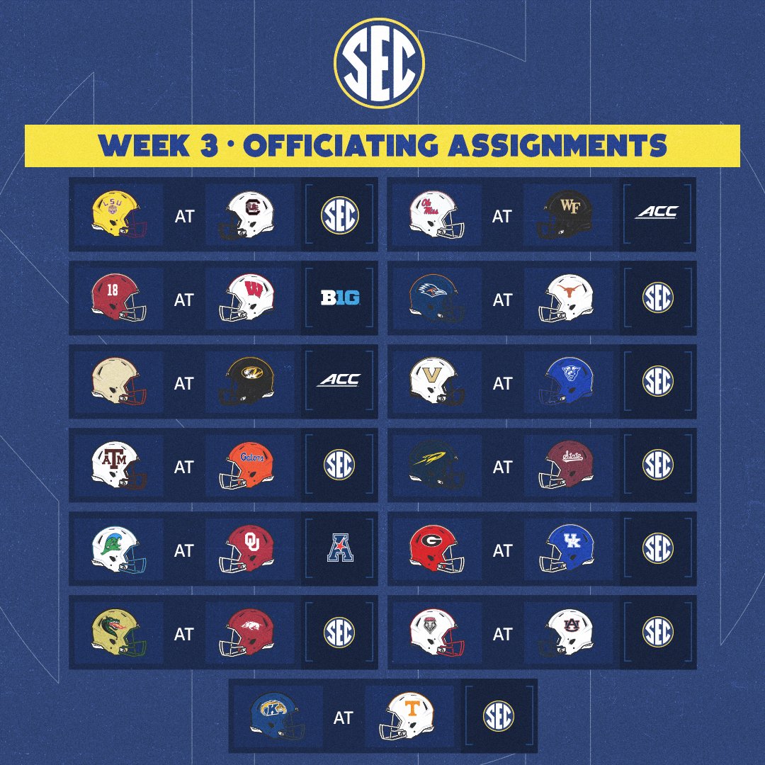 Week 3 • Officiating Assignments

#SECFB