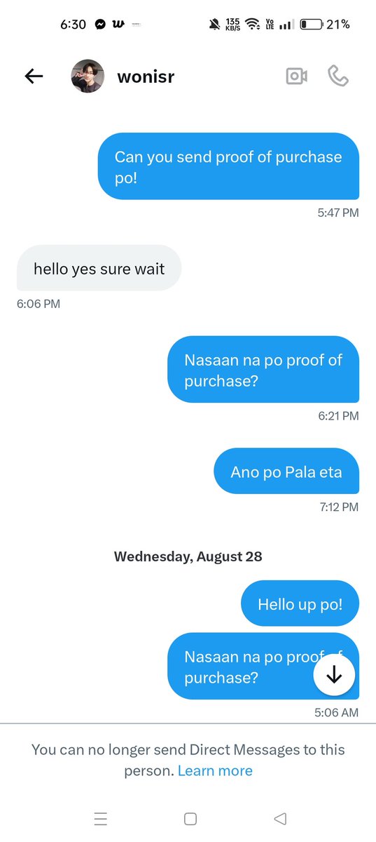 peysnauioscam's tweet photo. EXPOSING @wonauya AS A SCAMMER📢 PLS HELP RT

Madami na po siyang nascam. After mo masend full payment i-block ka na niya.  

Palit din siya ng palit ng username. Pag may nagcomment din sa kanya ng scammer i-blo block ka na niya agad! https://t.co/vTT0xlaYhz