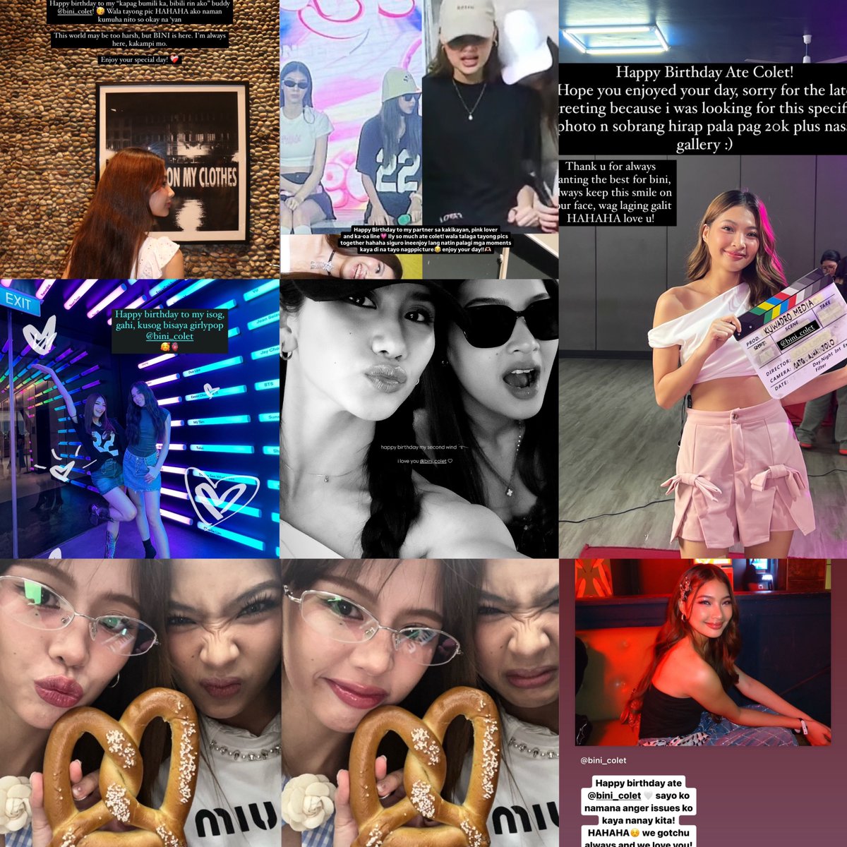 7/7 greetings for Colet ❤️‍🩹

“I’m always here, kakampi mo.”
“My partner sa kakikayan, pink lover &amp; ka-oa line”
“My isog, gahi, kusog girlypop”
“My second wind”
“Always keep this smile on ur face” 
“You always have me.” 
“We gotchu always. We love you”