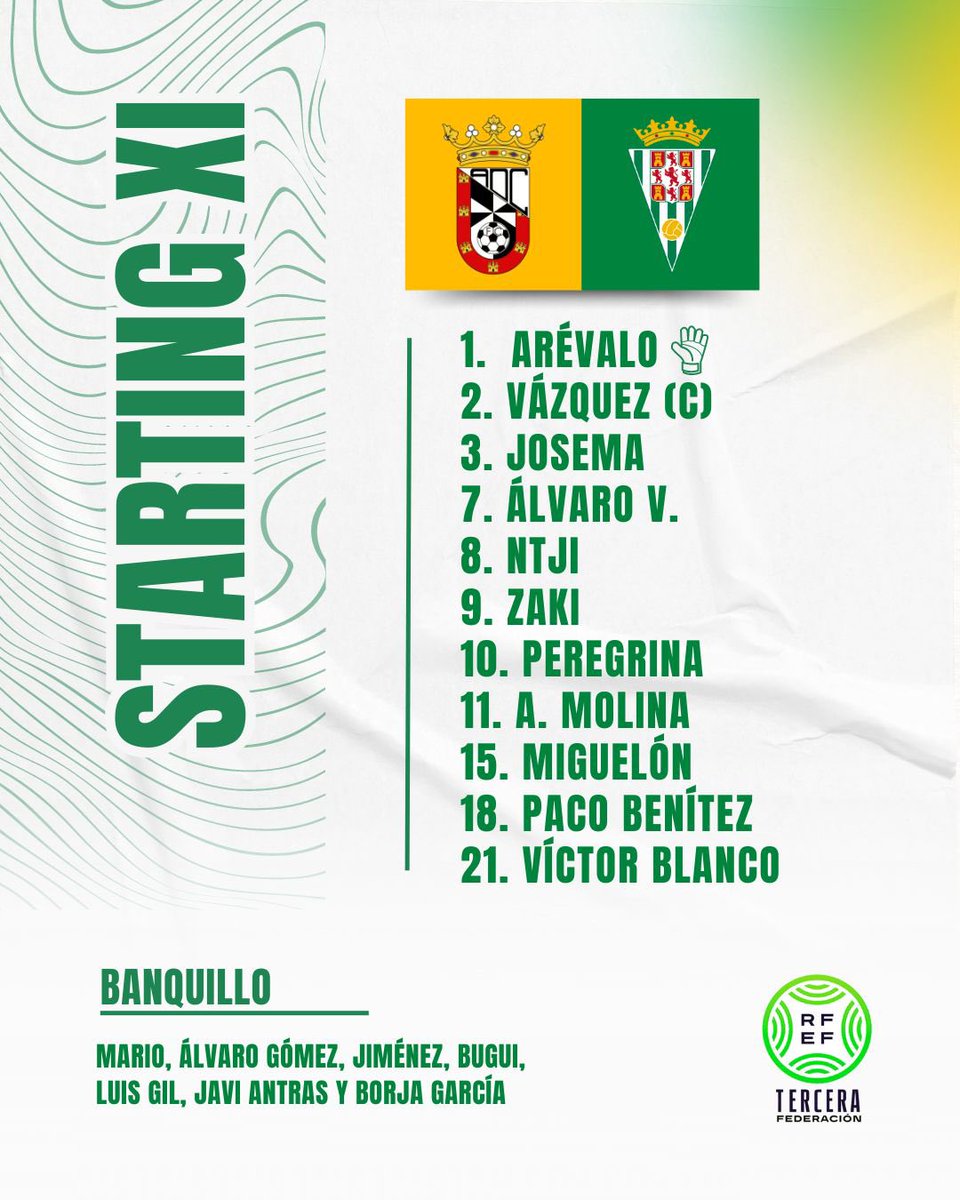 👤 𝗫𝗜 𝗶𝗻𝗶𝗰𝗶𝗮𝗹 de Gaspar Gálvez para el partido en Ceuta que arranca a partir de las 17:30 h 

#CórdobaB | #CeutaBCCFB