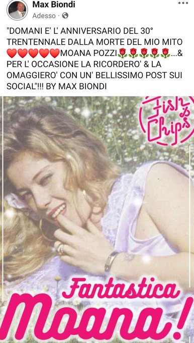 "DOMANI E' L' ANNIVERSARIO DEL 30&deg; TRENTENNALE DALLA MORTE DEL MIO MITO ❤❤❤❤❤MOANA POZZI🌹🌹🌹🌹🌹...&amp; PER