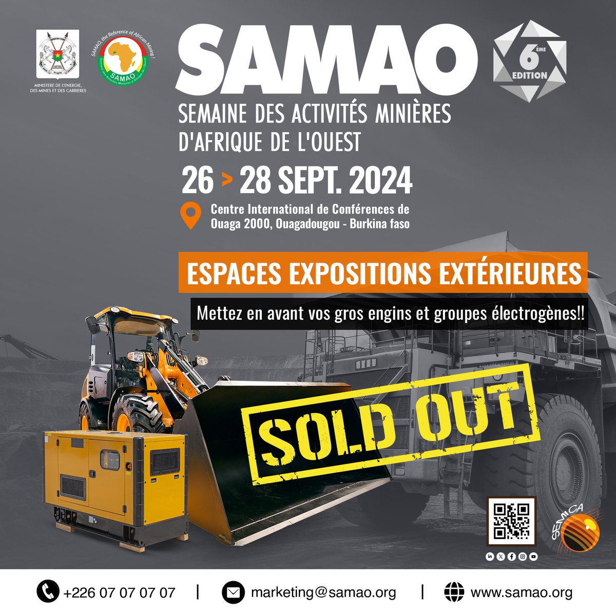 Samaomining's tweet photo. #SoldOut
Chaque espace d'exposition pour la SAMAO 2024 a trouvé preneur. Un grand merci aux entreprises qui ont réservé leur stand pour cette édition exceptionnelle ! https://t.co/m9b6EMGrQb