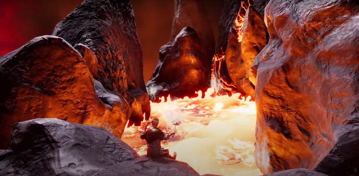 This mortal defies all understanding. 
 
First, he went to the fields. Now, he sits beside the searing lava itself. 👁️🔥 
 
What is it that he seeks to achieve? 
 
#MMORPG #Metaverse