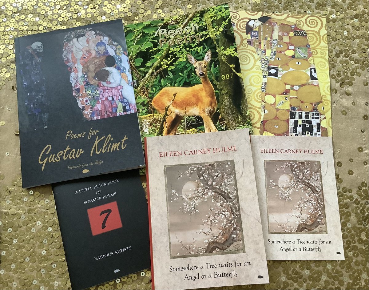 So grateful to continue to have poems published. This week celebrating these, a poem in the much loved Reach Poetry, poem in A Little Black Book of Summer Poems, poem in the truly stunning Poems for Gustav Klimt and of course continuing to be grateful for my new little beauty. 🙏