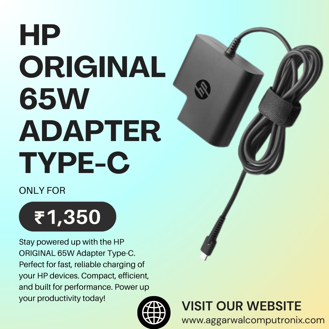 aggcomputronix's tweet image. Stay powered up with the HP ORIGINAL 65W Adapter Type-C ⚡🔌 Perfect for fast, reliable charging of your HP devices. Compact, efficient, and built for performance. Power up your productivity today!

#AggarwalComputronix #HPAdapter #TypeCCharger #FastCharging #StayConnected 
🧵