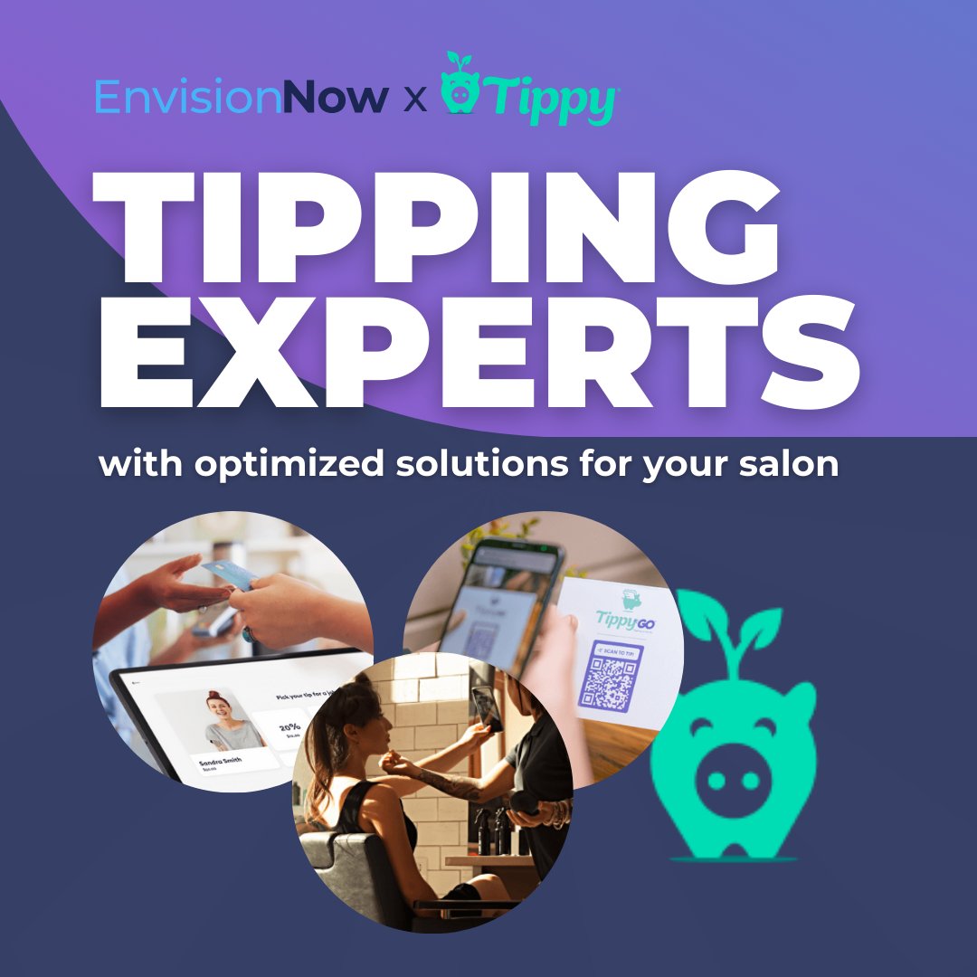💳 Simplify tipping for clients and staff with Tippy + EnvisionNow! Clients can easily tip digitally, and your salon team gets instant access to their earnings. Say goodbye to tip confusion and hello to smooth transactions! 🌟🙌 #SalonTech #EffortlessTipping #SalonSuccess