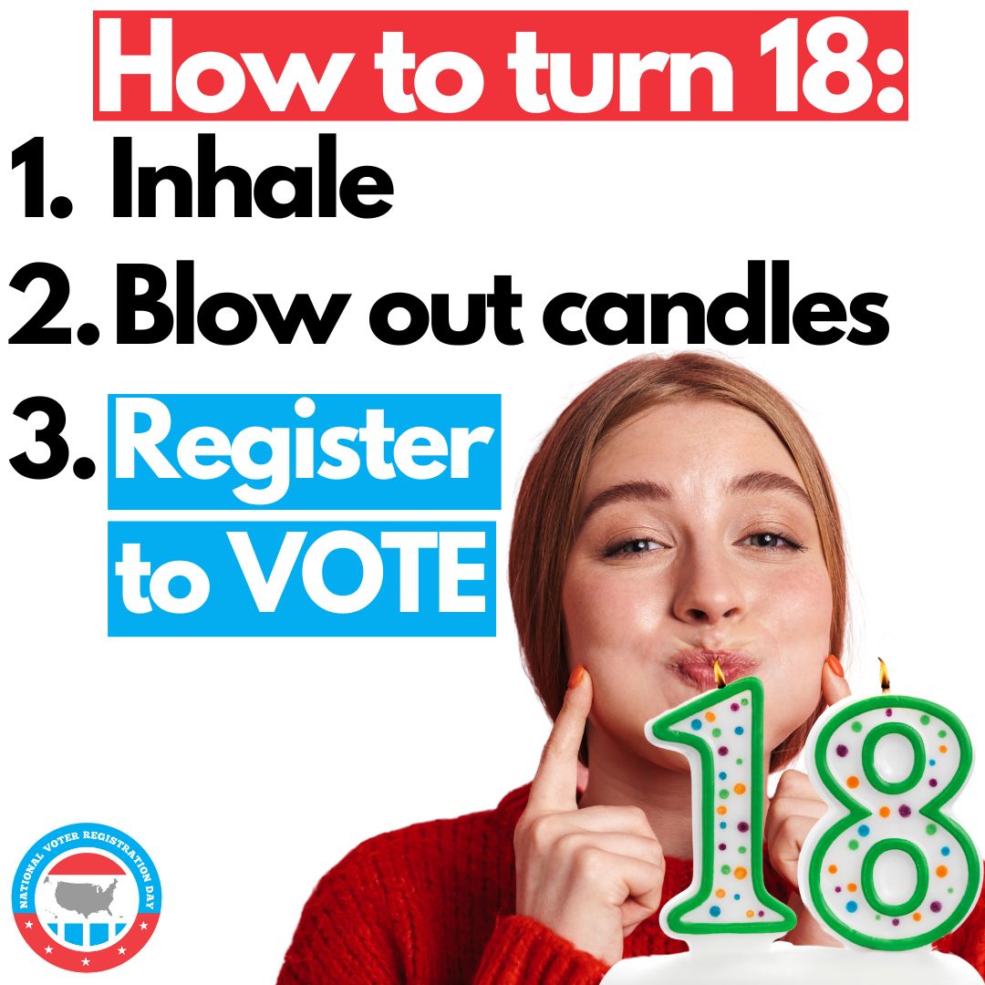 Have you turned 18 since the last election? 🎂 Congrats! Buuuut are you #VoteReady? 🤔 Make sure you are by getting registered this #NationalVoterRegistrationDay! buff.ly/2IdhbtA