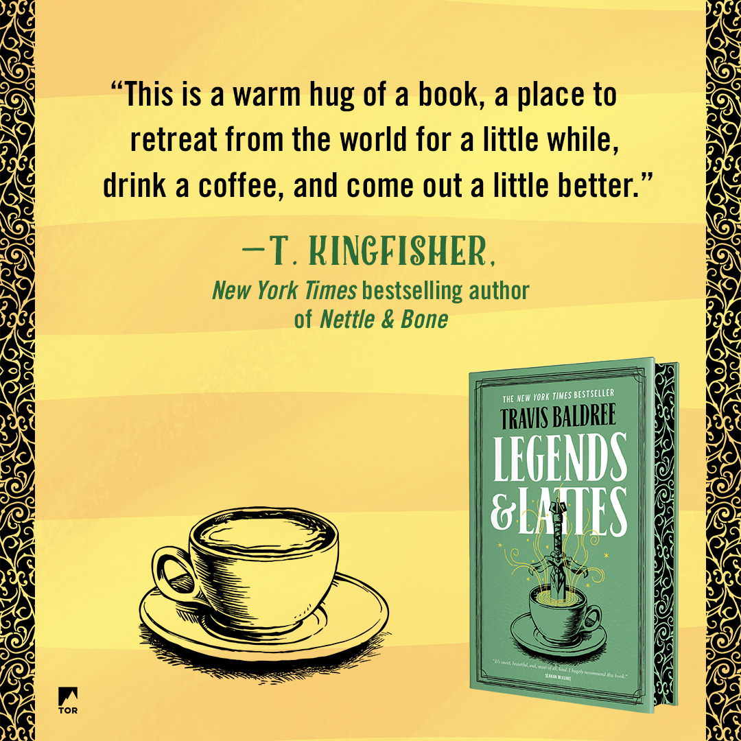 Tor Books (@torbooks) on Twitter photo "This is a warm hug of a book, a place to retreat from the world for a little while, drink a coffee, and come out a little better." — <a href="/UrsulaV/">Kingfisher & Wombat</a>
This luxe edition of the <a href="/nytimes/">The New York Times</a> bestselling #LegendsandLattes by <a href="/TravisBaldree/">Travis Baldree</a> is out on 10/29!✨
bit.ly/4d8ivv0 "This is a warm hug of a book, a place to retreat from the world for a little while, drink a coffee, and come out a little better." — <a href="/UrsulaV/">Kingfisher & Wombat</a>
This luxe edition of the <a href="/nytimes/">The New York Times</a> bestselling #LegendsandLattes by <a href="/TravisBaldree/">Travis Baldree</a> is out on 10/29!✨
bit.ly/4d8ivv0