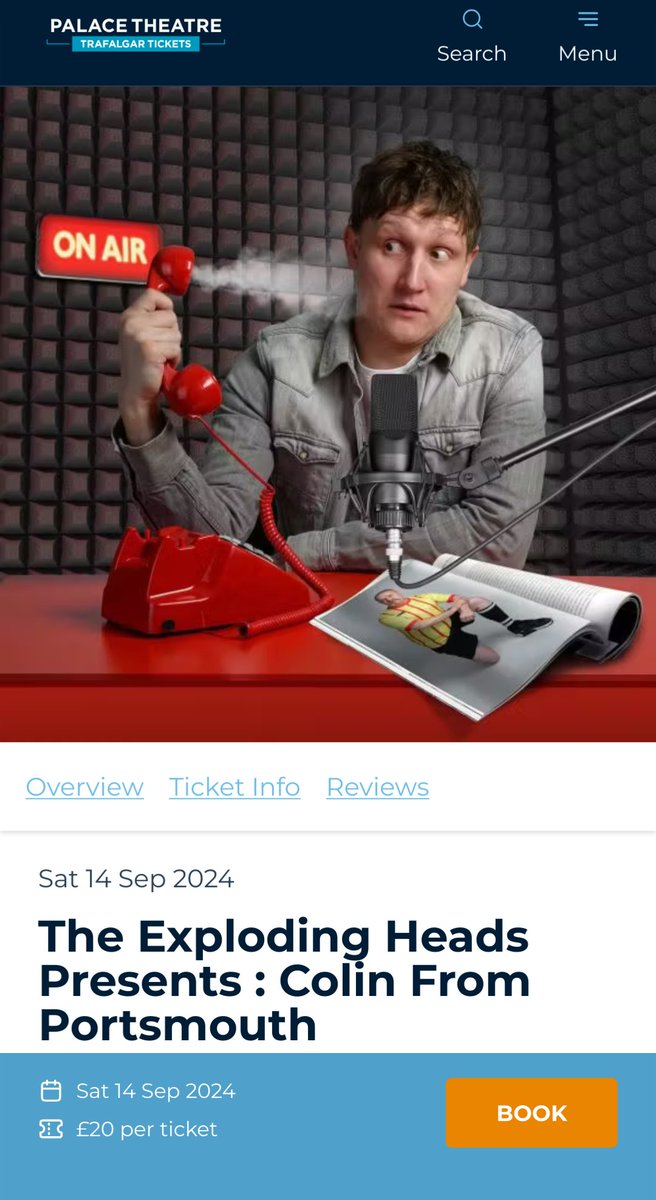 There are 10 tickets (TEN) left for Colin from Portsmouth tonight in Southend at the Palace Theatre.

Link in the tweet below 👇