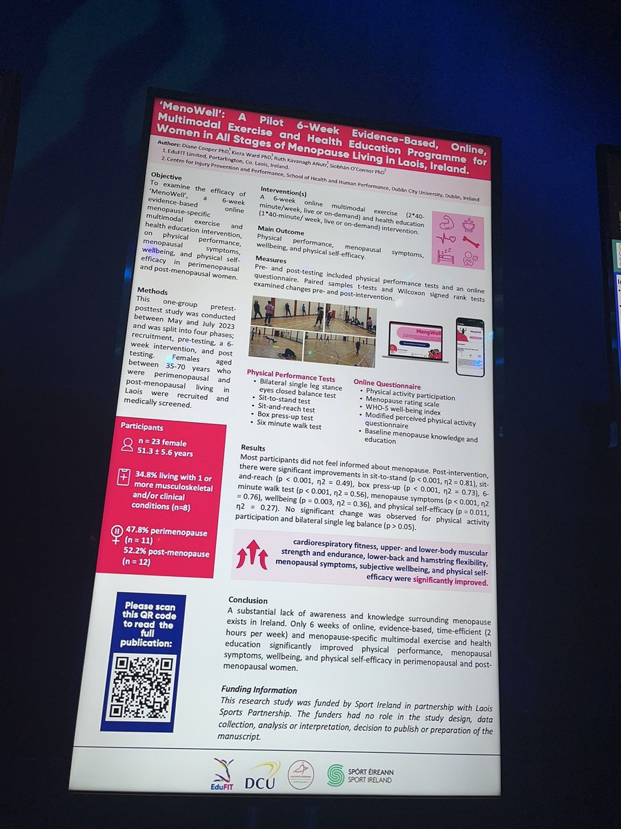 Kate Pleace (@conceivablefer1) on Twitter photo Great to see a DCU focus on women’s health represented with 2 posters at #MSICONF2024
Our poster from <a href="/DCUSNPCH/">DCU Nursing, Psychotherapy & Community Health</a> and <a href="/DNNERecoveryCol/">RecoveryCollegeIE</a> on our in house community menopause course
Also an interesting poster <a href="/SiobhanOConnor3/">Siobhán O Connor</a> & <a href="/dcu_shhp/">DCU School of Health and Human Performance</a> on Menowell focusing on menopause & exercise Great to see a DCU focus on women’s health represented with 2 posters at #MSICONF2024
Our poster from <a href="/DCUSNPCH/">DCU Nursing, Psychotherapy & Community Health</a> and <a href="/DNNERecoveryCol/">RecoveryCollegeIE</a> on our in house community menopause course
Also an interesting poster <a href="/SiobhanOConnor3/">Siobhán O Connor</a> & <a href="/dcu_shhp/">DCU School of Health and Human Performance</a> on Menowell focusing on menopause & exercise