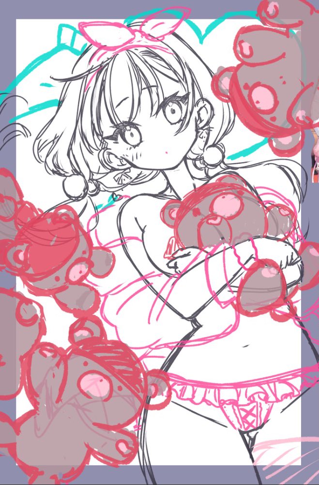 「#マリンのお宝#皆さんラフと塗った後を見せてください 」|つくもきょー子のイラスト