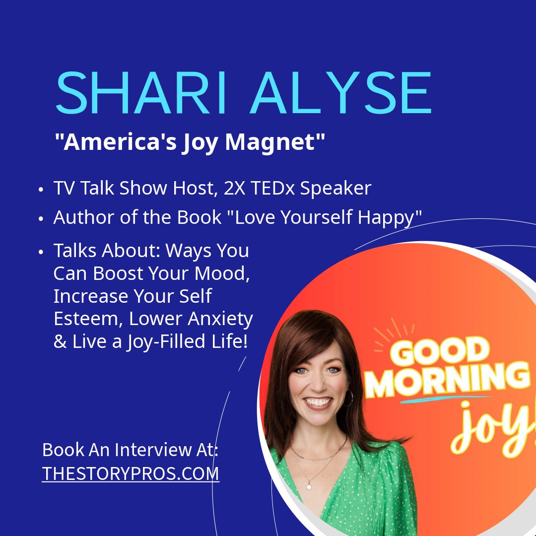 BreakthroughVid's tweet image. ❤️#worldgratitudeday is celebrated every year on 9/21. @sharialyse a.k.a. "America's Joy Magnet" is available for interviews. #tvnewsproducers, #podcasters, #journalists, Visit TheStoryPros.com or email: info@TheStoryPros.com.