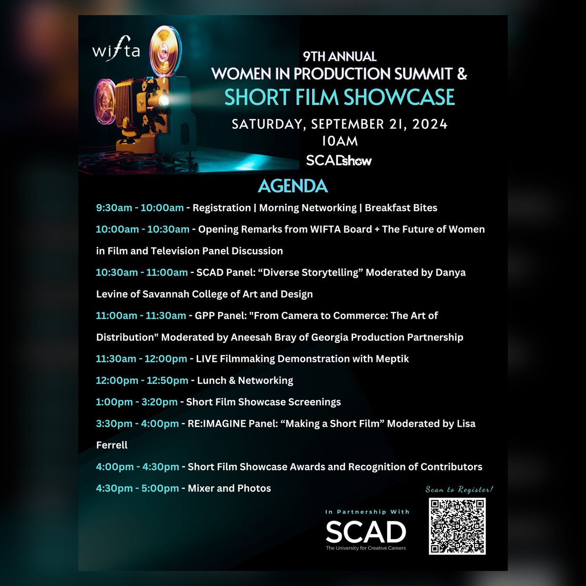 Join us for the 9th Annual Women in Production Summit and WIFTA Short Film Showcase on Saturday, September 21, 2024 <a href="/SCADdotedu/">SCAD</a> 

Register Today! 🎬
eventbrite.com/e/9th-annual-w…

#SCAD #WIFTA #WIFTA50