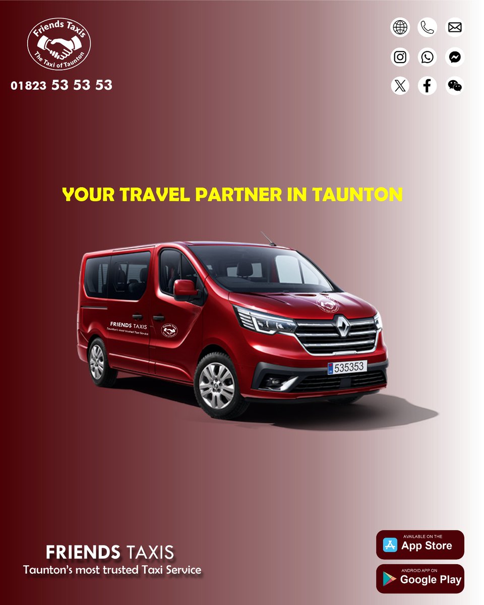 FriendsTaxis's tweet image. Your Travel Partner in Taunton Somerset UK 

Friends Taxis Taunton