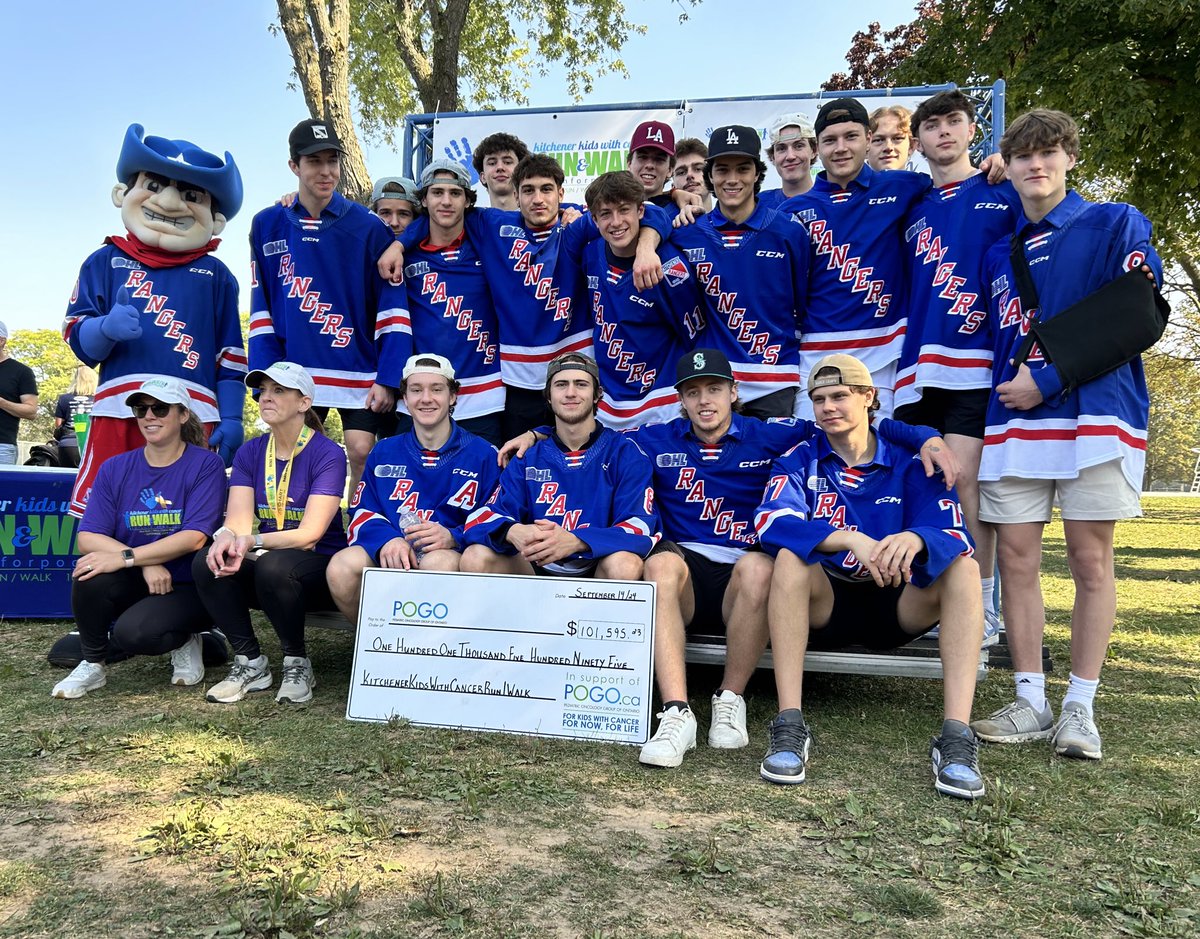 Today, the #OHLRangers were honored to join the KW Kids with Cancer Run. Seeing the strength and hearing some of the stories of these incredible kids reminds us of the power of community and support. Together, we’re making a difference and bringing hope. 

#RTown