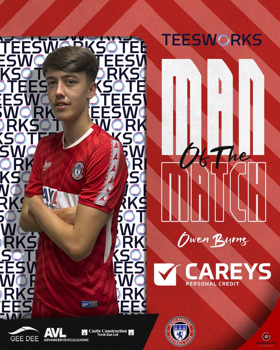 Our <a href="/TeesworksUK/">Teesworks</a> Man of the Match last night was midfielder <a href="/OBurnsy25/">Owen</a>, sponsored by <a href="/CareysCredit/">CareysPersonalCredit</a>, for another solid display conducting the play in the middle of the park👏🏻 

Our MOTM award was selected by our match sponsors Bluebox Group!🫱🏻‍🫲🏼 

#UTBR❤️⚽️