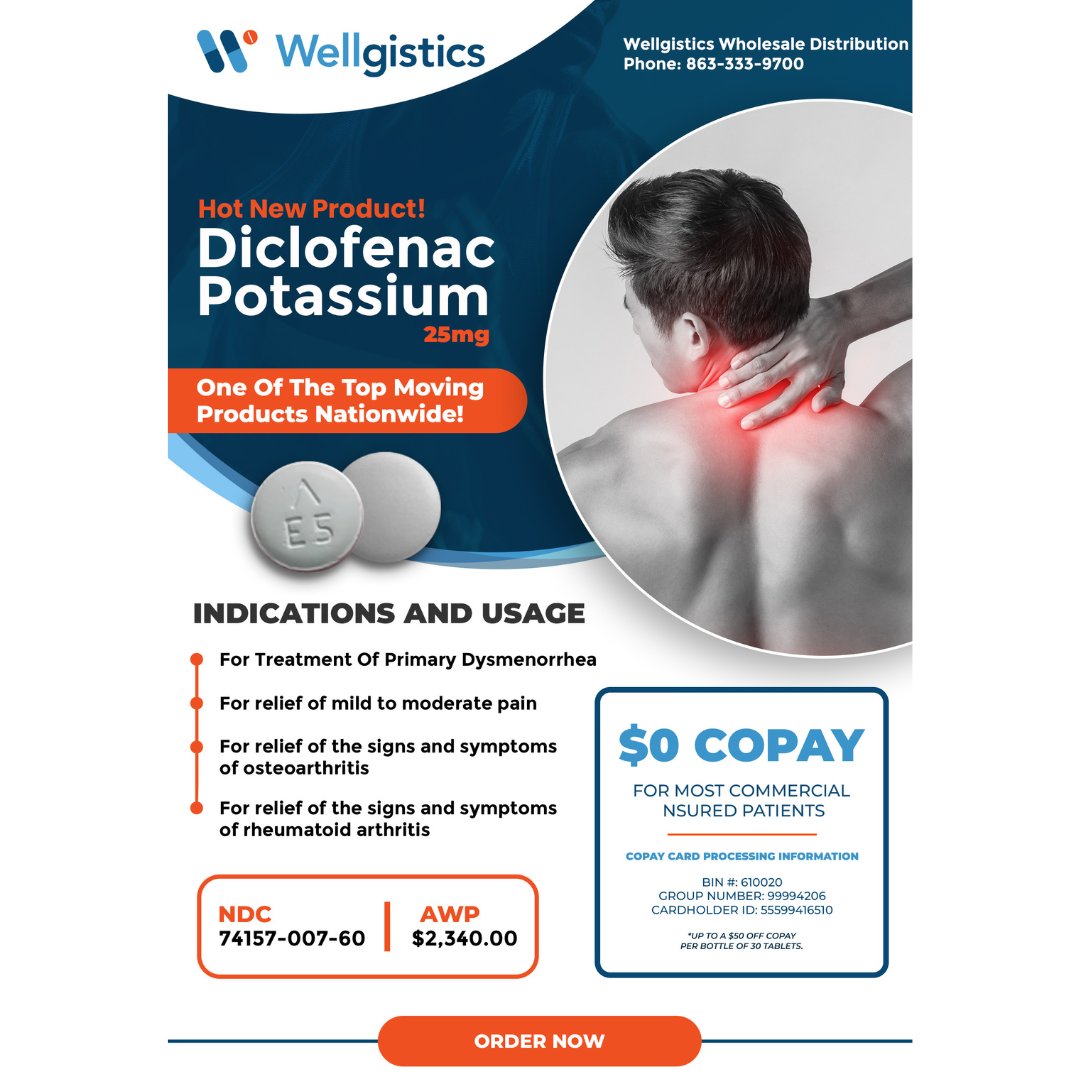 wellgistics's tweet photo. Backed by years of research, Diclofenac Potassium is a proven medication for alleviating symptoms of dysmenorrhea, osteoarthritis, and more. Trust it to help you live fully. 

Discover why it's a top-seller: https://t.co/PV3KjVeg8F #Wellgistics

 #PainRelief #Medication https://t.co/VOWujEEAUF