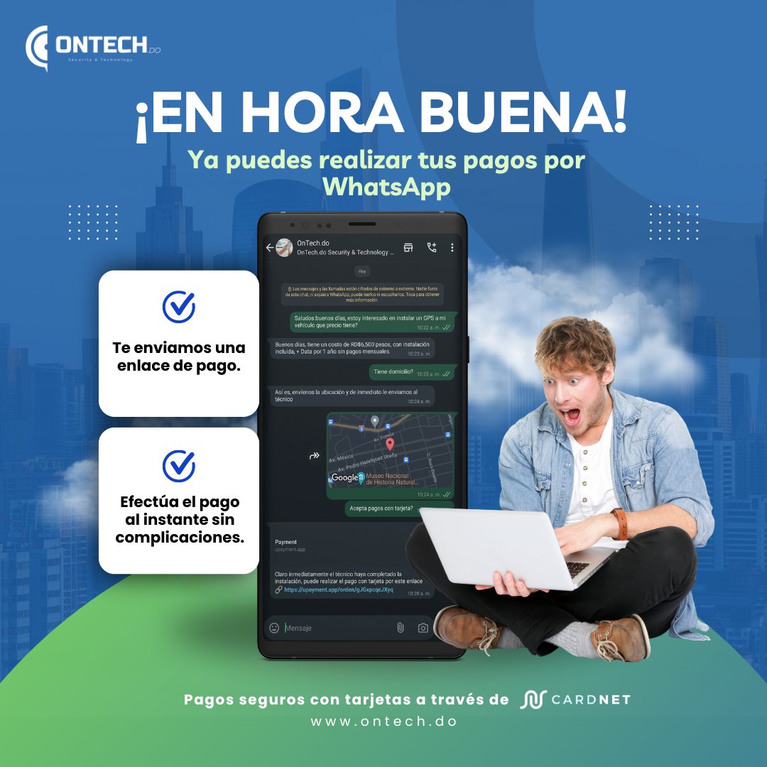 OnTech_do's tweet image. ¡En hora buena! 🎉 Ahora puedes realizar tus pagos de forma rápida y segura con tarjeta de crédito y débito a través de nuestro enlace de pagos por WhatsApp, gracias a CardNet.

💳📲 Facilita tus compras sin complicaciones. ¡Contáctanos para más detalles! #PagosSeguros #CardNet
