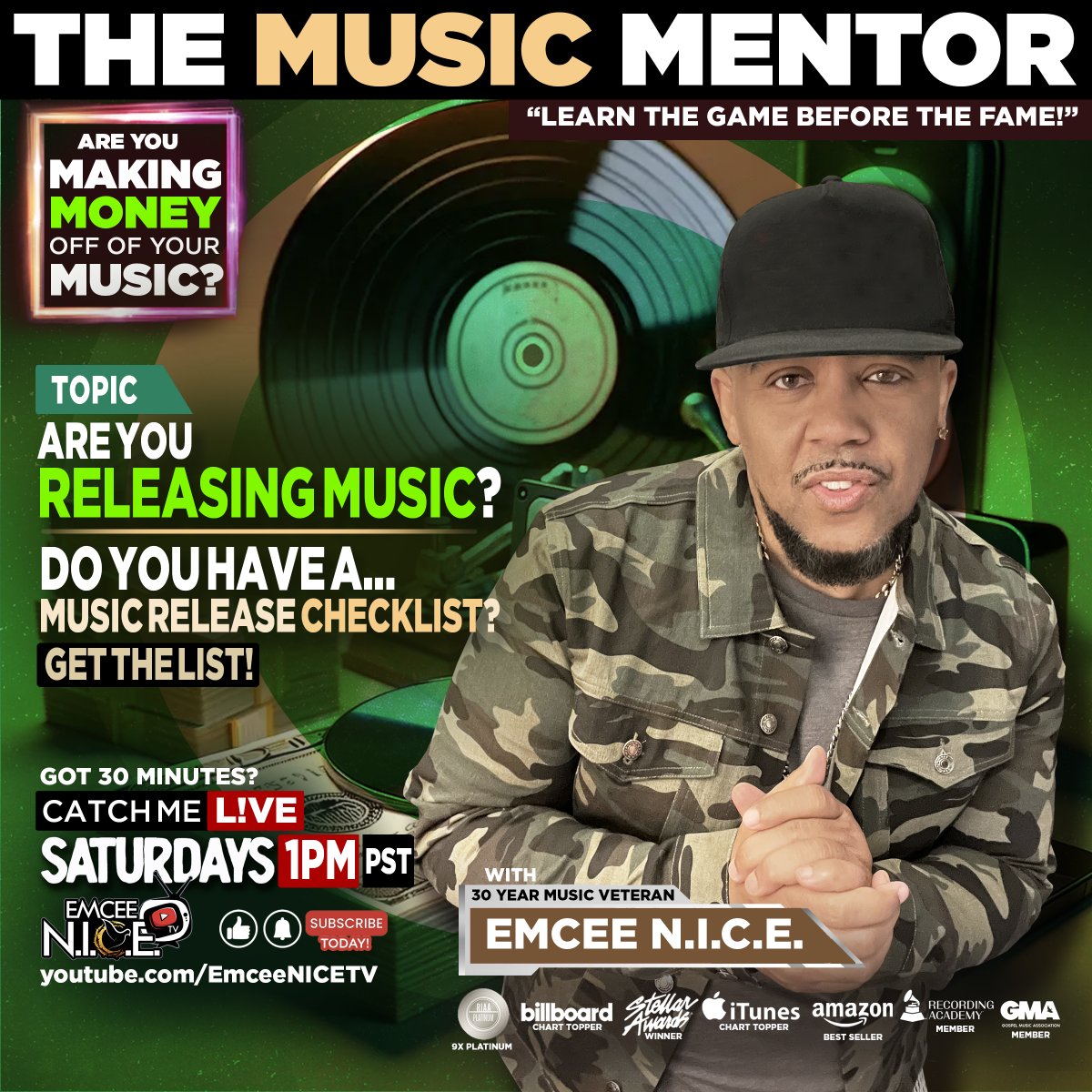 Got 30 Minutes? Catch me #LIVE 1PM (PST)/4PM (EST) TODAY! Recording Artists "all genres"  Are you releasing music? Do you have a Music Release Checklist? give your music the best opportunity to win? #musicbusiness #musicmarketing #IndieArtist
GET THE LIST! youtube.com/watch?v=BwSy6T…