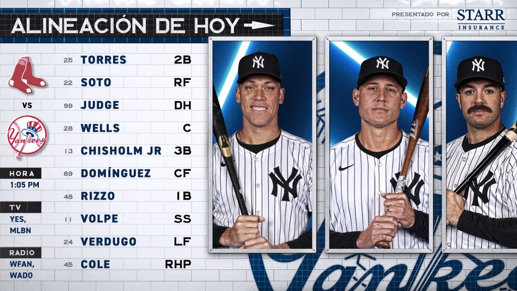 Yankees_Beisbol's tweet photo. Sábado de rivales. 

#LosDelBronx https://t.co/4p6MrmYfma