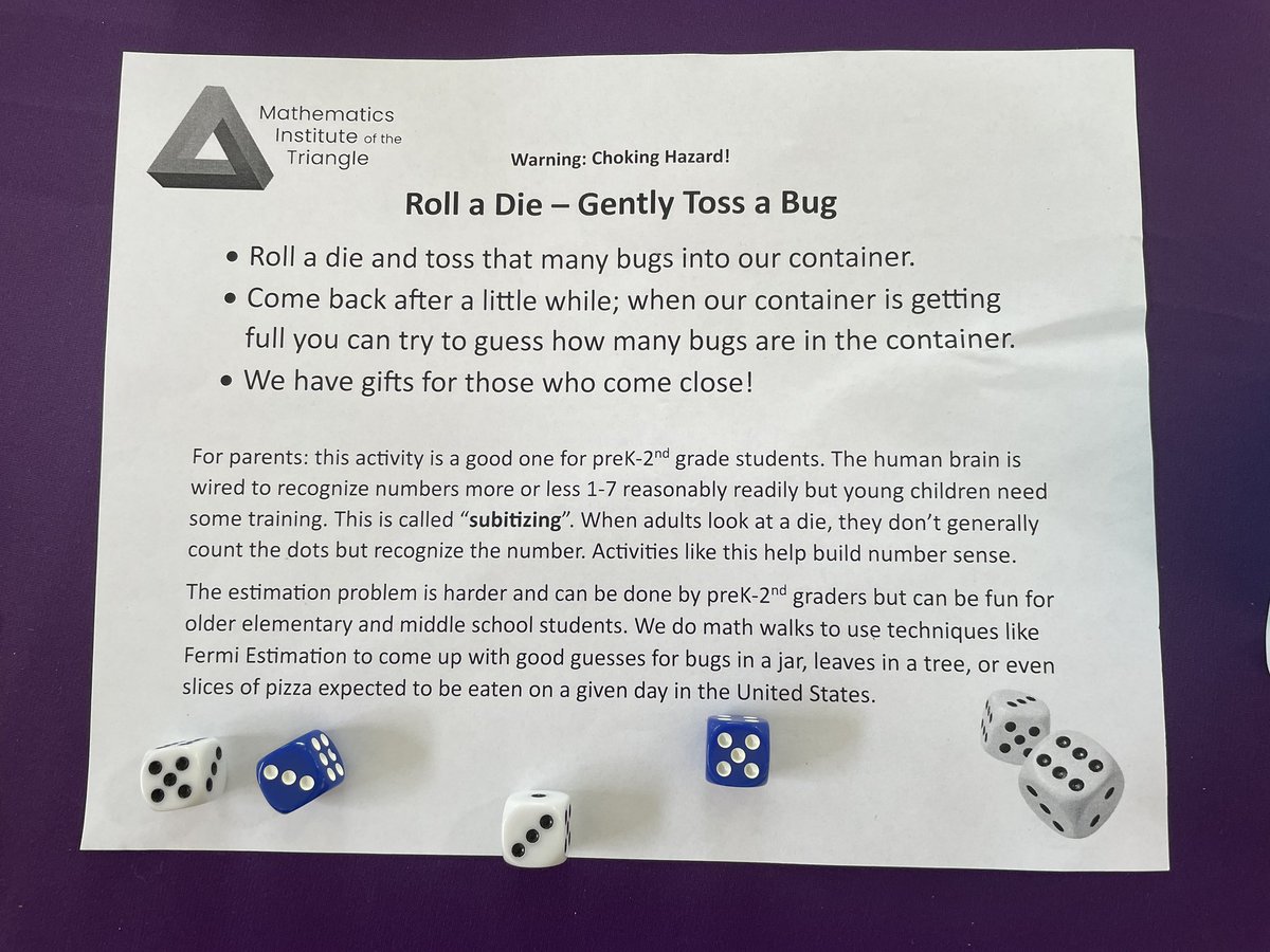 triangleMath's tweet image. #bugFest @NaturalSciences is going well- we’re enjoying sharing #mathisfun with thd attendees! #mtbos