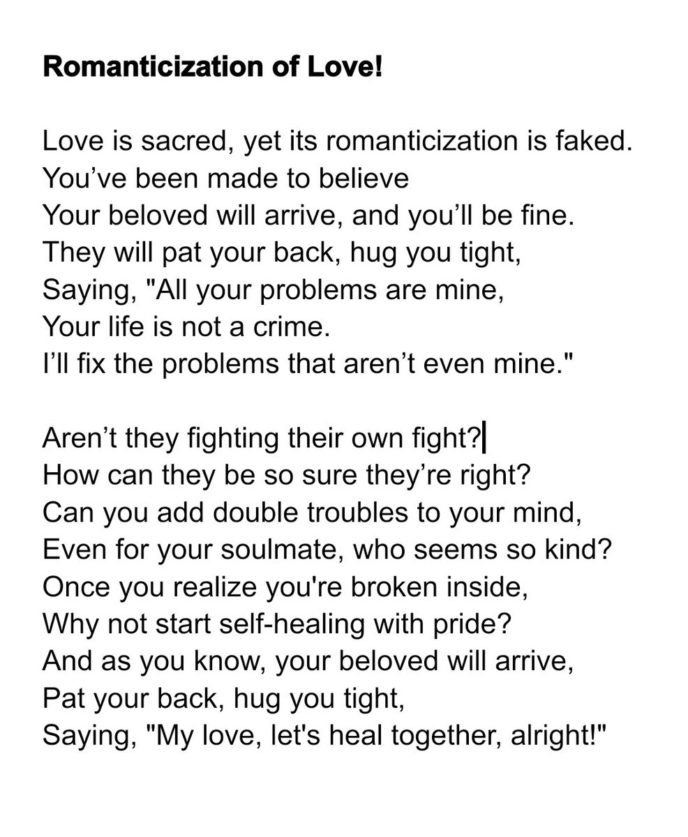 vasudhamittal's tweet photo. With love arise expectations, that is not wrong. However, uncontrolled expectations kills a beautiful relationship.
—
#poetry #poem #poets #poetsoftwitter #author #writer #writingcommunity #writing #thoughts #ThoughtForTheDay #PBBGen11 #aablbk #Bologna #love #soulmate #beloved https://t.co/F2WmfBZjZZ