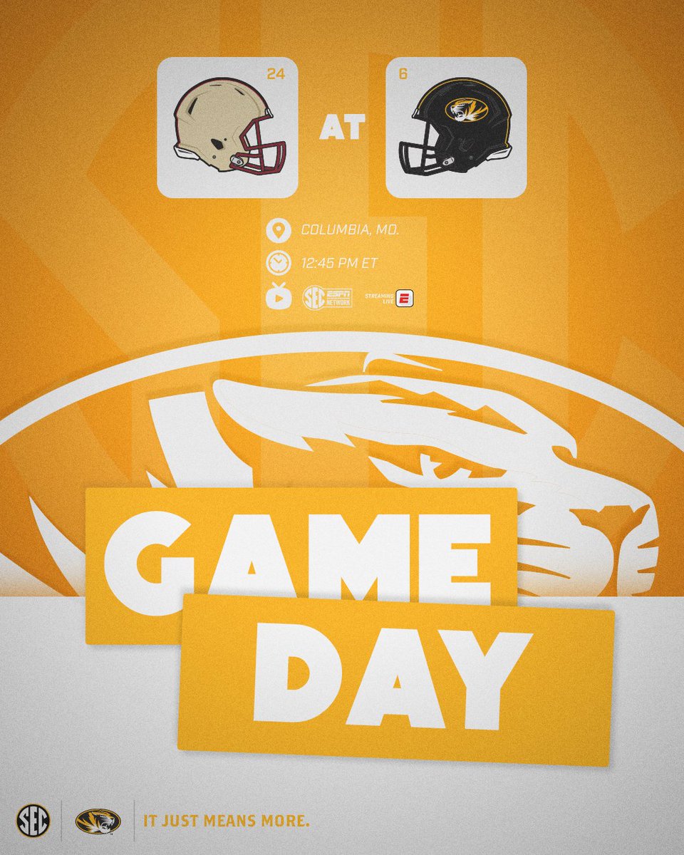 Ranked test at Faurot! 👀

🐯 No. 6 <a href="/MizzouFootball/">Mizzou Football</a> vs. No. 24 Boston College
⏰ 12:45 PM ET
📺 <a href="/SECNetwork/">SEC Network</a> &amp; the ESPN app: es.pn/47nELzD

#SECFB x #ItJustMeansMore