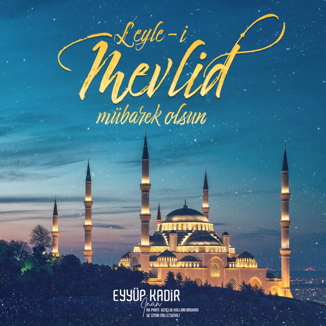 “Rahmet vadilerinden boşanır ab-ı hayat
En müstesna doğuşa hamiledir kainat. ”

Alemlere rahmet olarak gönderilen Peygamberimiz Hazreti Muhammed Mustafa Efendimizin dünyayı teşriflerinin yıl dönümünde Leyle-i Mevlid’imizin ülkemize, milletimize ve tüm insanlığa hayırlar
