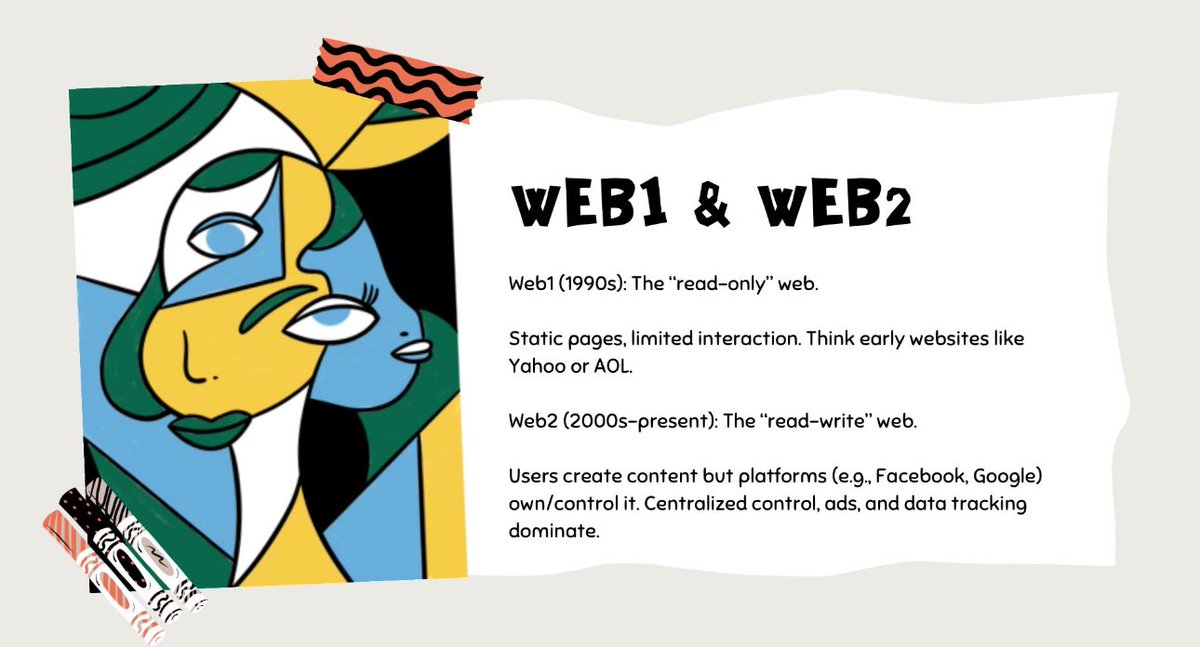 Mrbankstips's tweet image. What is Web3?

It’s an internet built on a decentralized system (blockchain technology) that allows you to own your data, your assets and identity.

Unlike Web1 (read-only) and Web2 (read &amp;amp; write), in Web3, you can read, write, and own.

The goal is to give you power, freedom and…