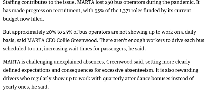 Here's 1 of the articles by @tydawi in the <a href="/AtlBizChron/">Atlanta Business Chronicle</a> and a screencap since it's paywalled. 

20-25% of bus operators aren't showing up on a daily basis according to <a href="/MARTAtransit/">MARTA</a> /1
bizjournals.com/atlanta/news/2…