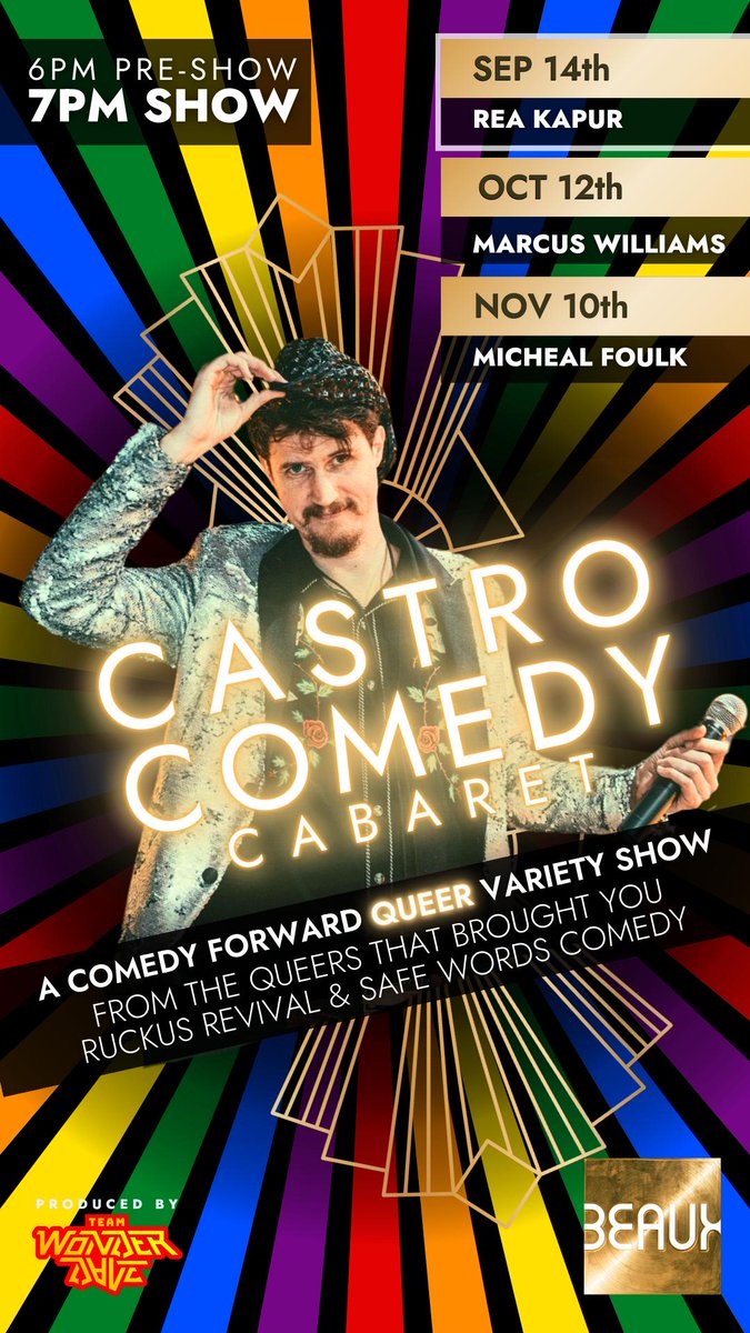 TeamWonderDave's tweet photo. Tonight 7pm and every 2nd Saturday of the month. Join me for Castro Comedy Cabaret. Details and Tix at https://t.co/WGicNWR5rE https://t.co/QM56x68nda