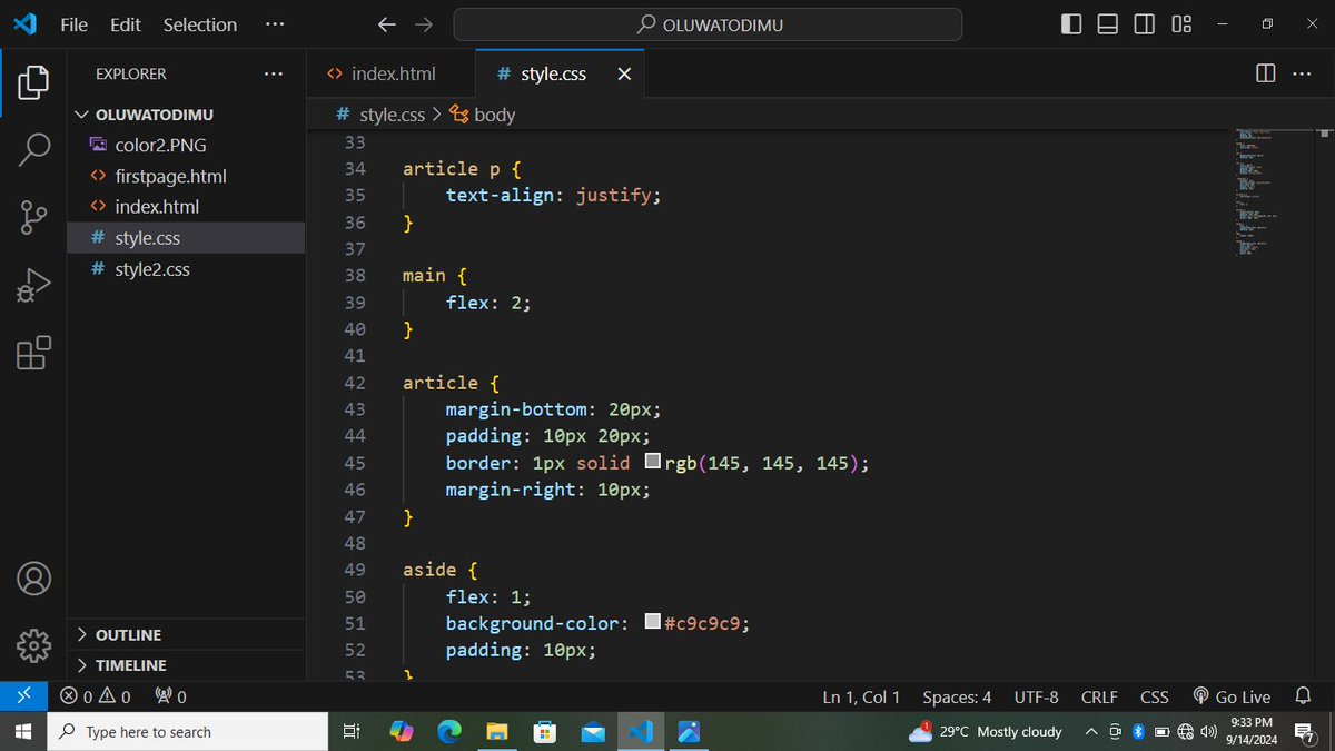 olabisi_ola2's tweet photo. Last-minute rushes are stressful! Lesson learned: prioritize tasks and plan ahead. On the plus side, I learned CSS fundamentals this concluding week. Thanks to my instructor @OluRemiilekun #CodingJourney #TimeManagementTips
#3MTT #MALHUB https://t.co/7KBG9Wu4KC