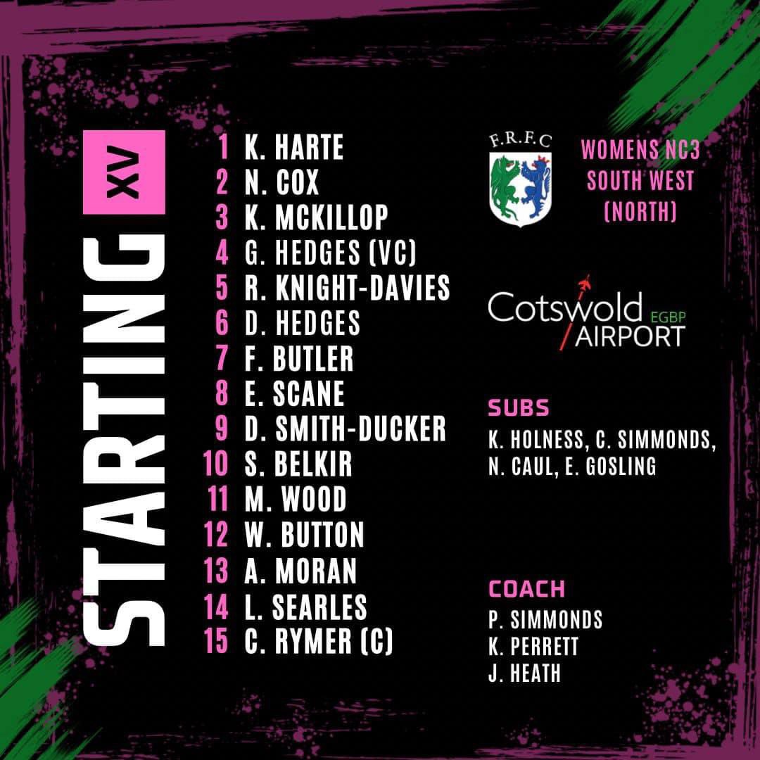 FairfordRFC's tweet photo. First Vixens team sheet of the 24/25 season. Home game so come and support! 
📍Coln House Playing Fields
Sunday 15th September 
🕰️ 1400 KO 
VS Minchinhampton

🖤💚🩷 https://t.co/4owdTRarAa