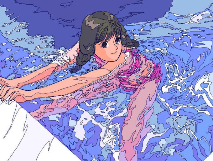 お蔵出し『プール』おはようございます20年ほど前にお絵描き掲示板で描いた絵。レイヤー無しUndo1回。フィルター無いから光の加減は本人のセンス次第。毎日寝る間を削って投稿してました。さて今日も良い事沢山在るよ#絵描きさん交流会 #イラスト好きとつながりたい #絵描きさんフォロバ100 