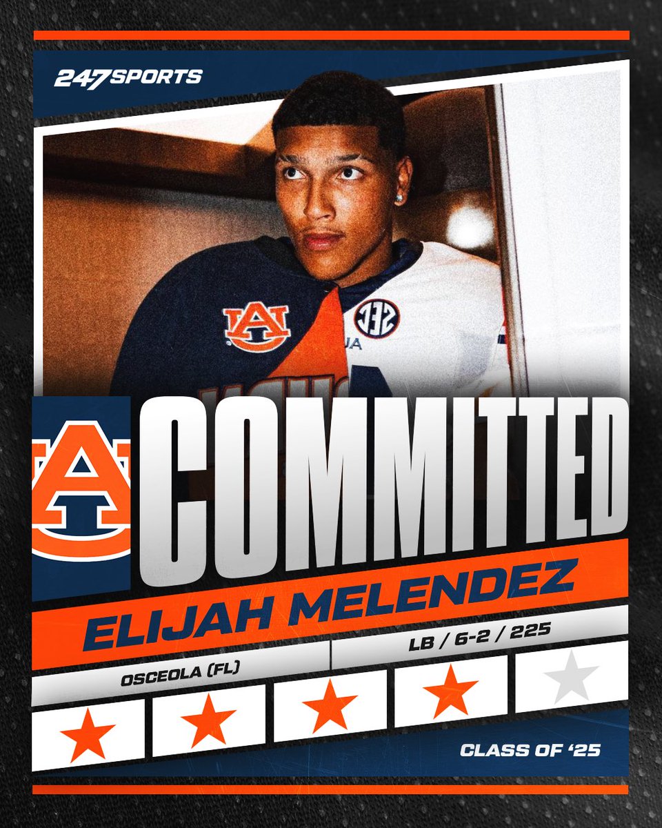 BREAKING: Auburn has completed the flip of 4-star LB Elijah Melendez.

The former Miami commit visited for the opener and back this weekend, now officially in Auburn's class.

MORE: 247sports.com/college/auburn…