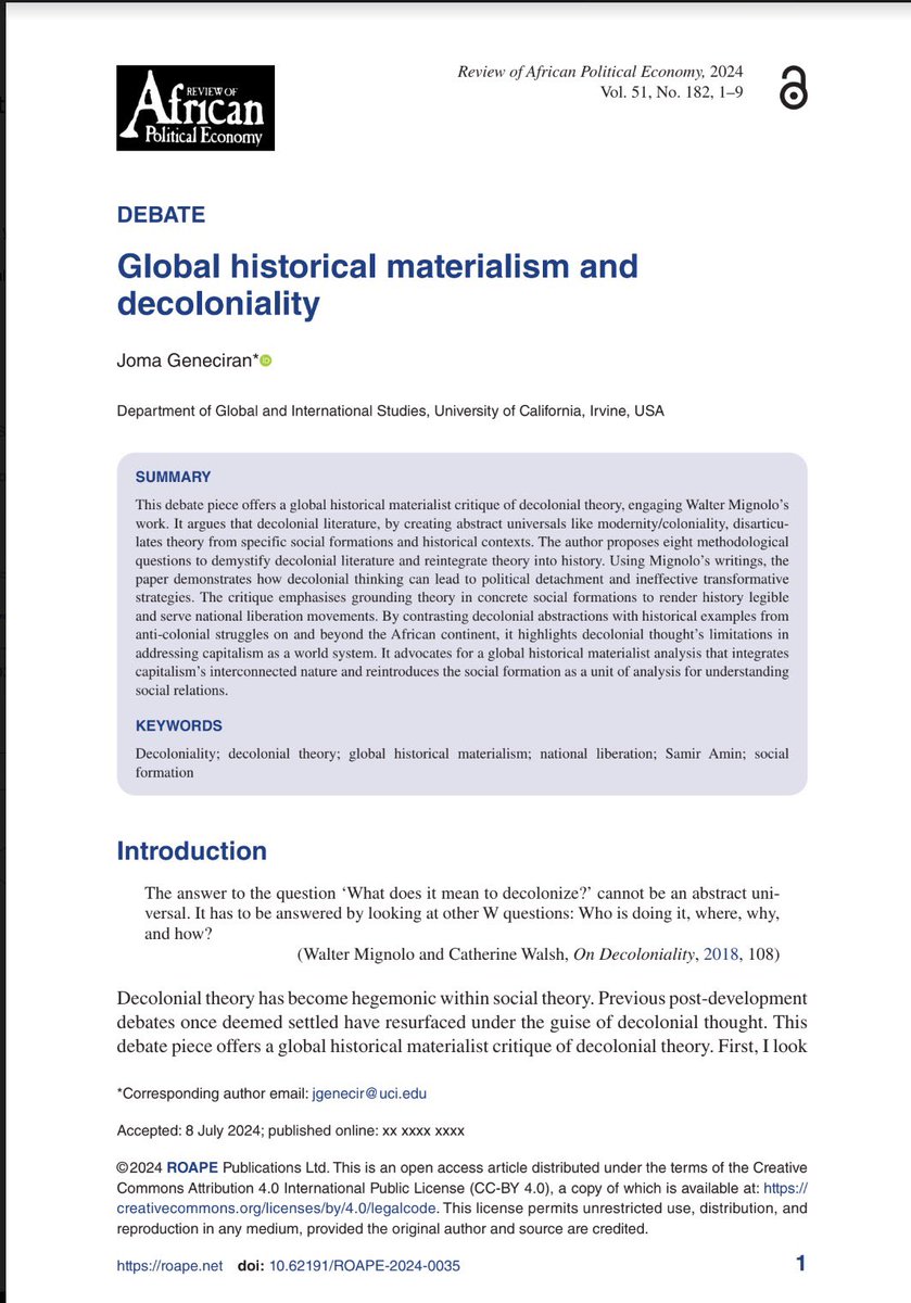 ka_joma_'s tweet image. Thrilled to share that my first publication has been accepted and will be out soon with one of my favorite academic journals of all time @ROAPEjournal (review of African political economy). Will let folks know when it’s live.