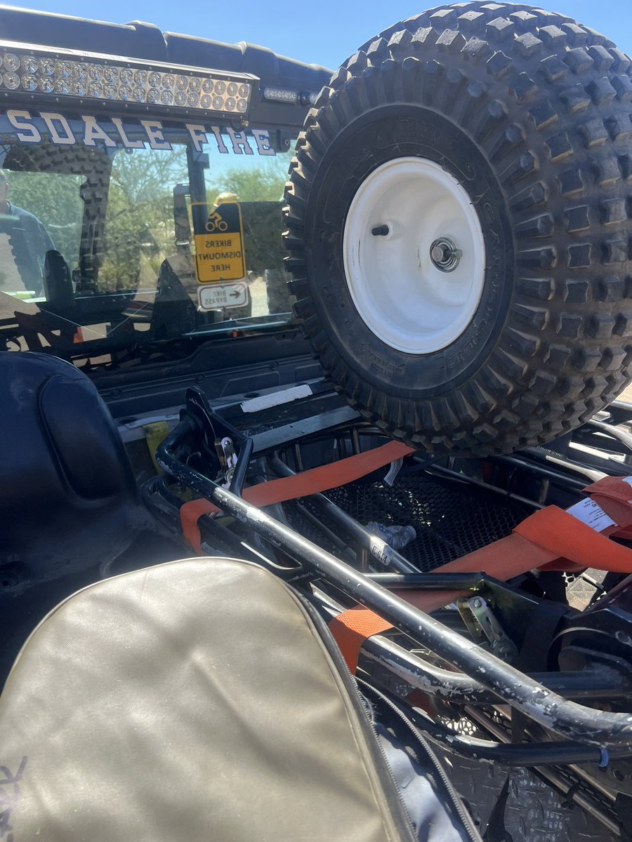 ScottsdaleFire's tweet image. Scottsdale Fire technical rescue teams assisted a mountain biker off the trail. Crews hiked 3 miles into the trail. The patient was taken off the mountain on a UTV. He was experiencing heat exhaustion, while riding his bike in over 100 degree temperatures.