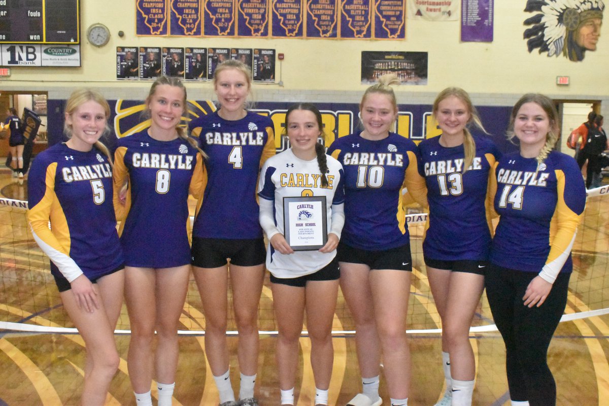 mwilson_Banner's tweet photo. Carlyle volleyball goes 5-0 to win Lady Indian Tournament for third straight year
Beat Flora 25-10, 25-21
Beat Patoka 25-8, 25-8
Beat Lebanon 25-6, 25-4
Beat Marissa 25-18, 26-24
Beat North Clay 25-16, 25-7
North Clay goes 4-1 to take second place https://t.co/awvAoH2bYE